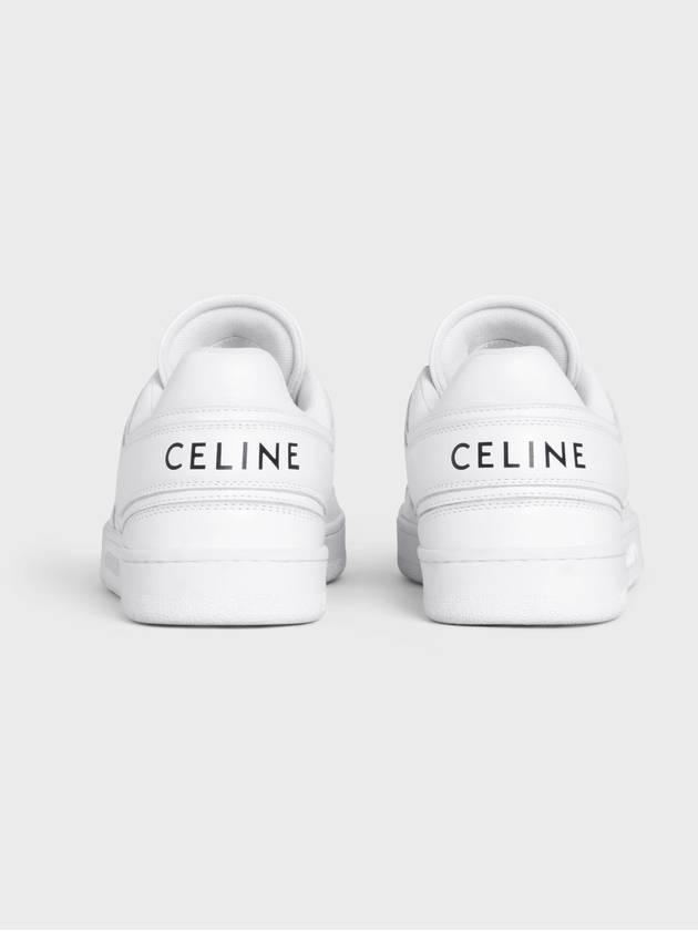 CELINE Trainer Calfskin Lace Up Low Top Sneakers White