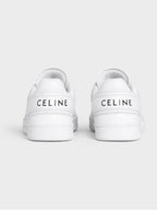 CELINE Trainer Calfskin Lace Up Low Top Sneakers White