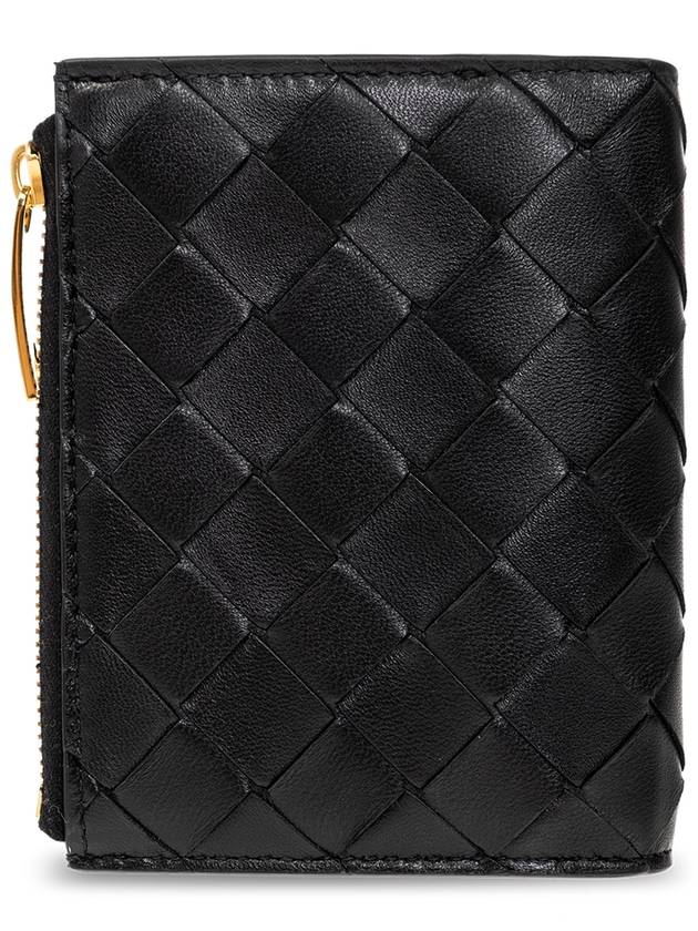 Bottega Veneta Intrecciato Small Leather Half Wallet Black