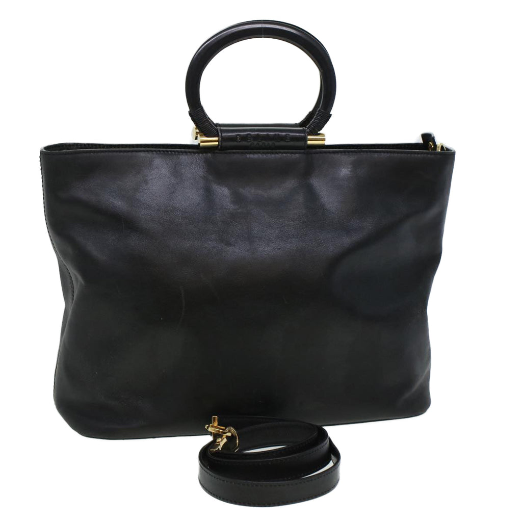 CELINE Tote Bag Leather 2way Black  44998