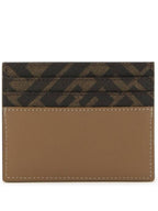 Fendi FF square leather card wallet beige