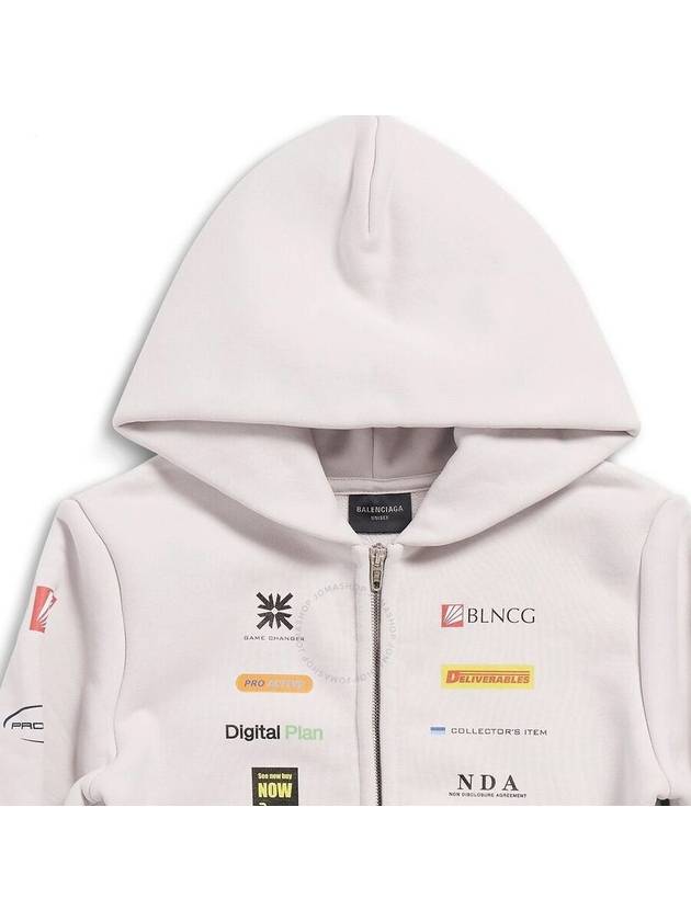 Balenciaga Business English Zip-Up Hoodie Offwhite