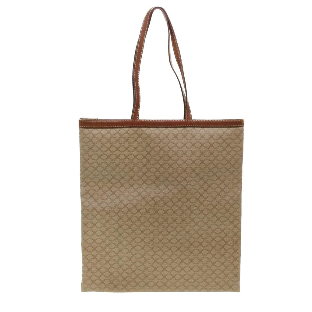 CELINE Macadam Canvas Shoulder Bag PVC Leather Beige  45023