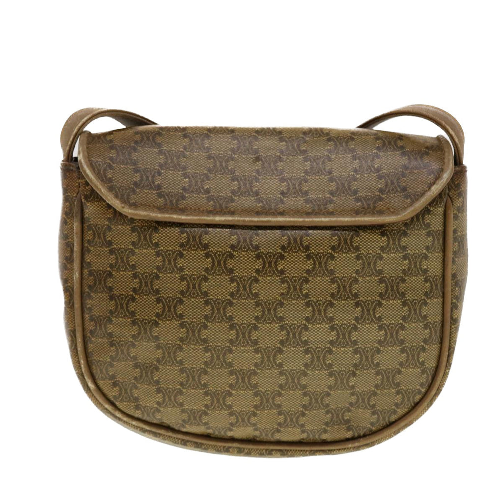 CELINE Macadam Canvas Shoulder Bag PVC Leather Beige  45076