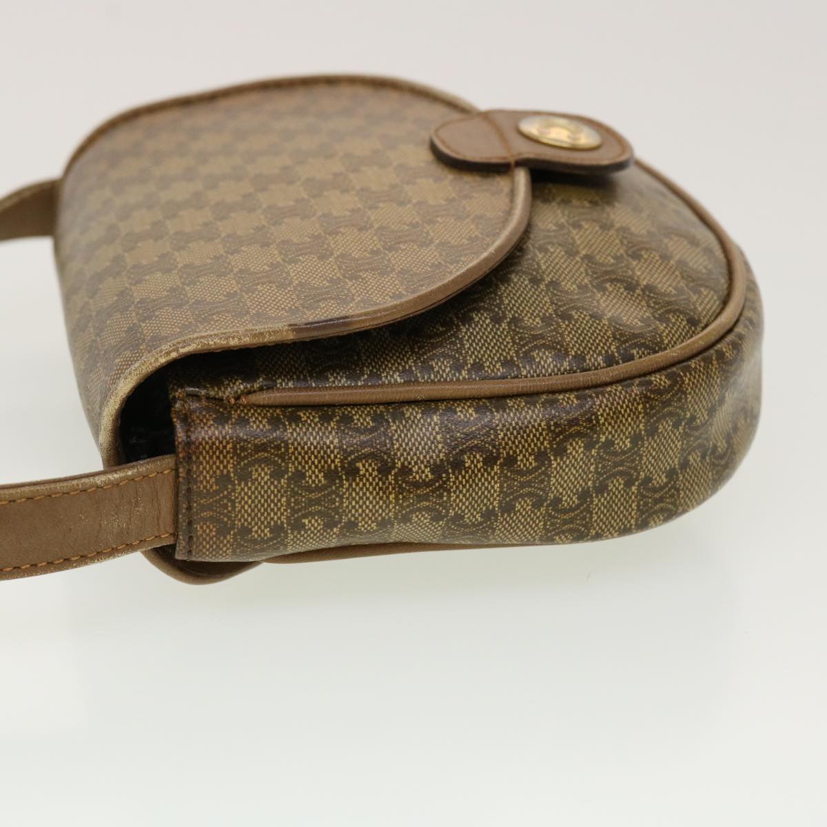 CELINE Macadam Canvas Shoulder Bag PVC Leather Beige  45076