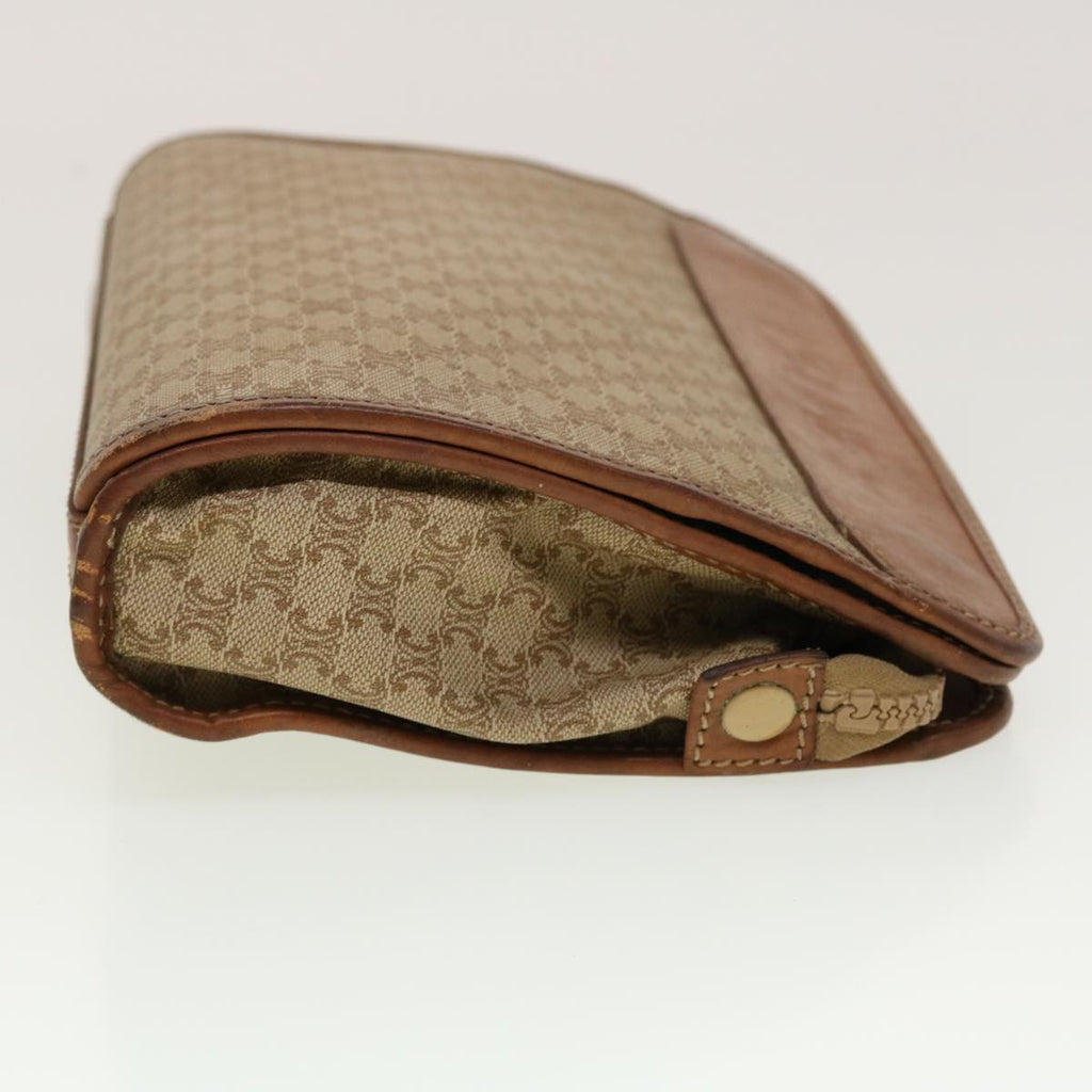CELINE Macadam Canvas Clutch Bag PVC Leather Beige Auth 45077