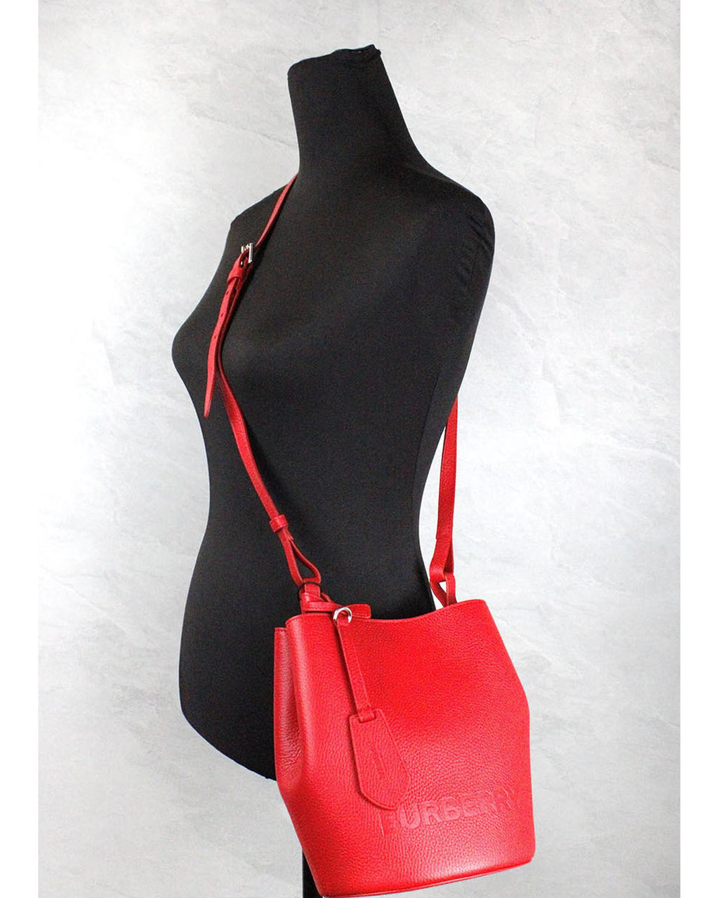 Burberry  Small Lola Leather Bucket Bag Red