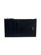 CELINE Essential Zipper Compact Grain Calfskin Card Wallet Black