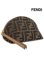 Fendi Baguette Small  FF Jacquard Fabric Pouch Bag Brown
