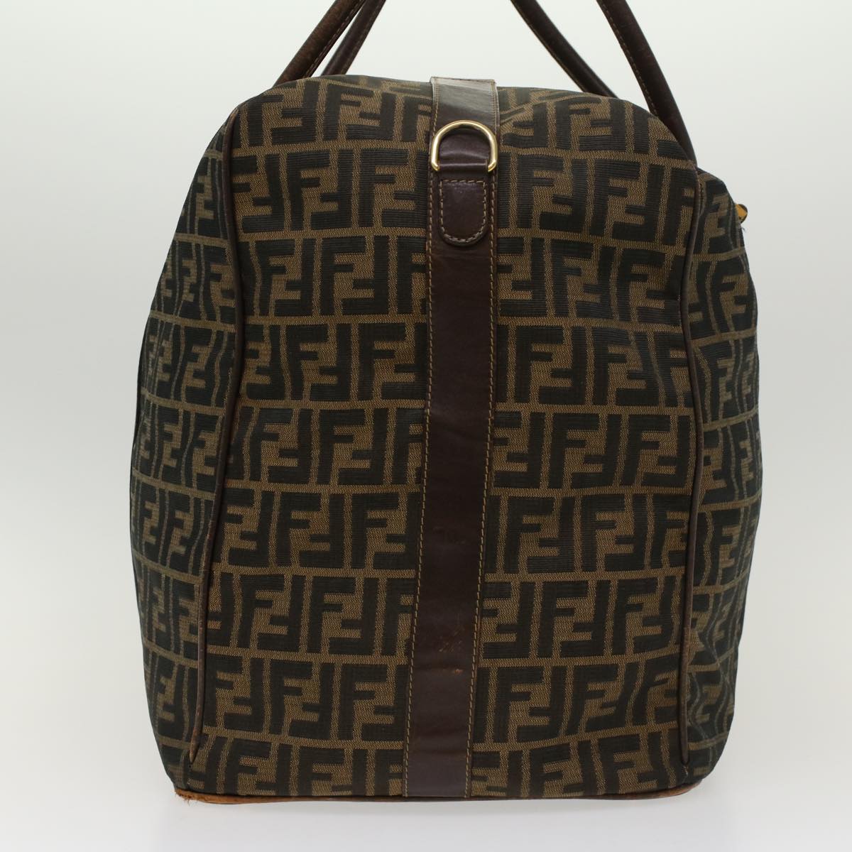 FENDI Zucca Canvas Boston Bag Nylon 2way Brown Black  45632