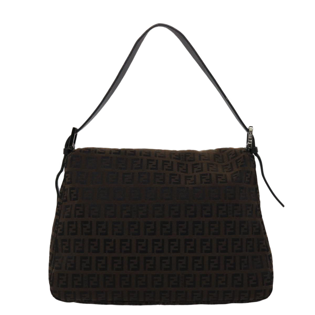FENDI Zucchino Canvas Mamma Baguette Shoulder Bag Brown45656