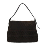 FENDI Zucchino Canvas Mamma Baguette Shoulder Bag Brown45656