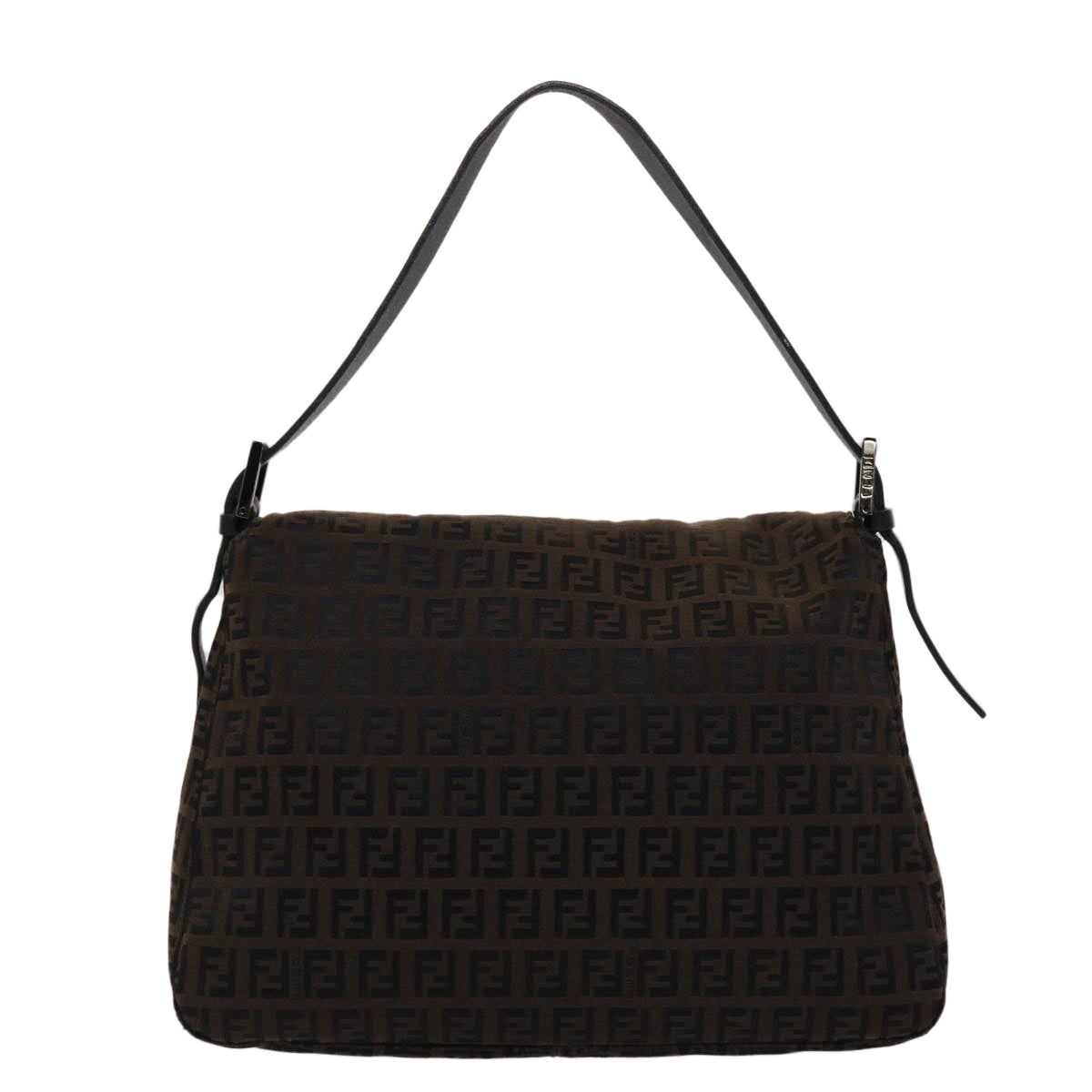 FENDI Zucchino Canvas Mamma Baguette Shoulder Bag Brown45656