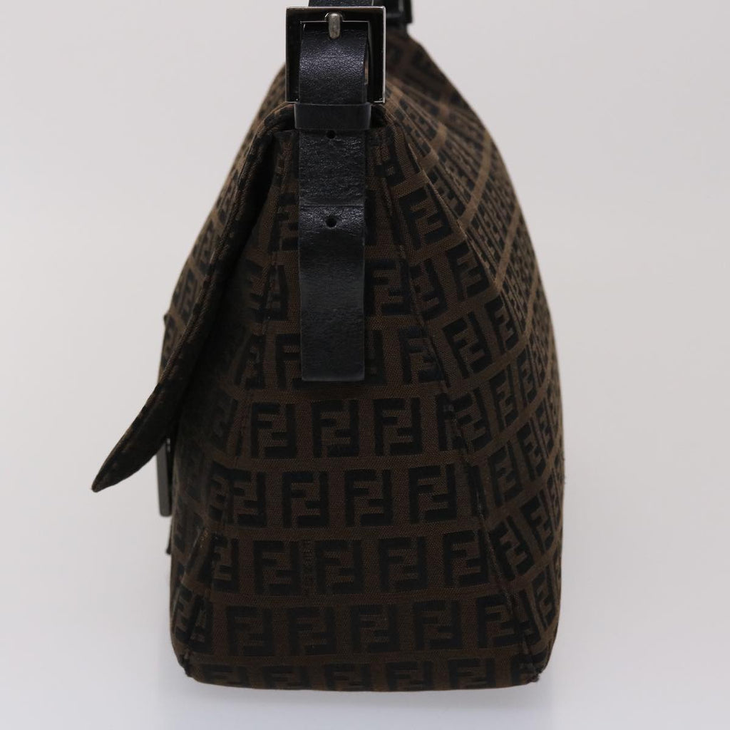 FENDI Zucchino Canvas Mamma Baguette Shoulder Bag Brown45656
