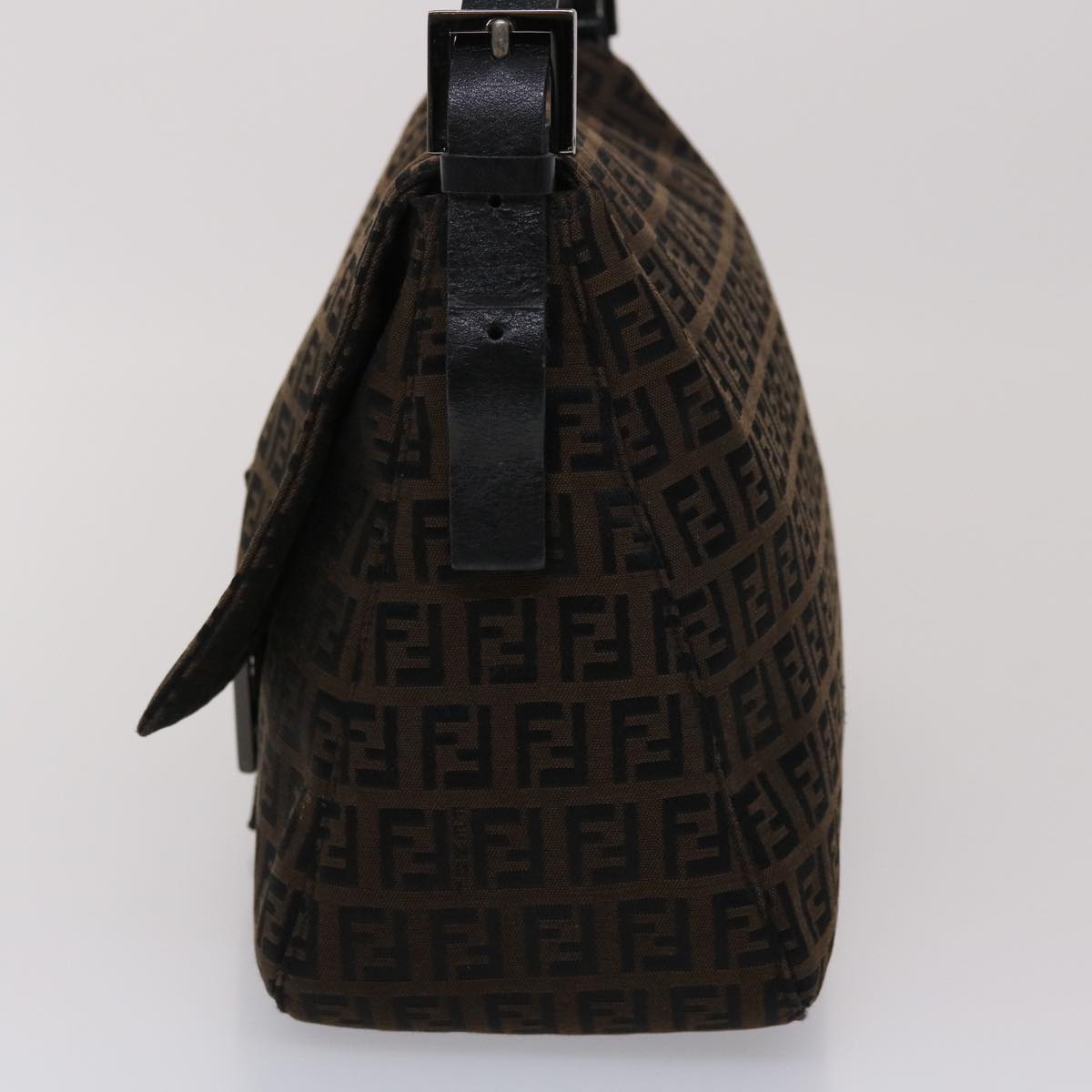 FENDI Zucchino Canvas Mamma Baguette Shoulder Bag Brown45656