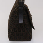 FENDI Zucchino Canvas Mamma Baguette Shoulder Bag Brown45656
