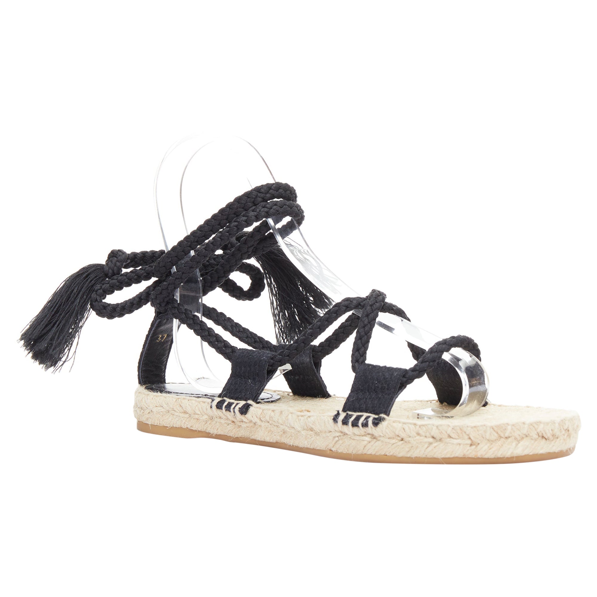 Dior Diorexpress embroidered cotton rope tie jute sandals