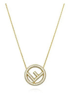 Fendi F Logo Pendant Necklace Gold