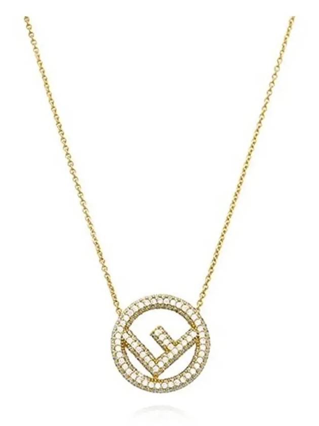 Fendi F Logo Pendant Necklace Gold