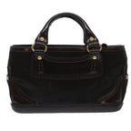 CELINE Hand Bag Enamel Harako Leather Dark Brown  45710