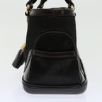 CELINE Hand Bag Enamel Harako Leather Dark Brown  45710