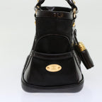 CELINE Hand Bag Enamel Harako Leather Dark Brown  45710