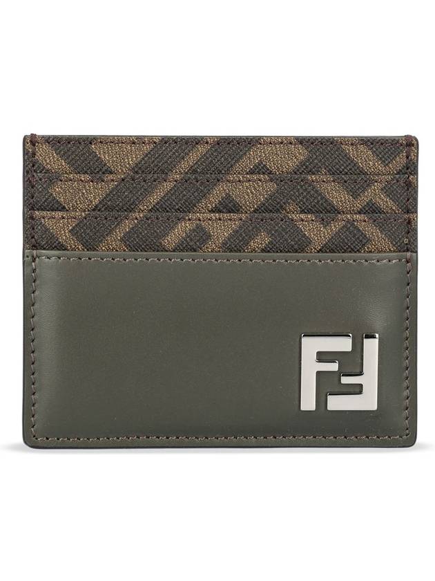 Fendi FF Square Leather Card Wallet Grey