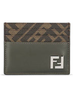 Fendi FF Square Leather Card Wallet Grey