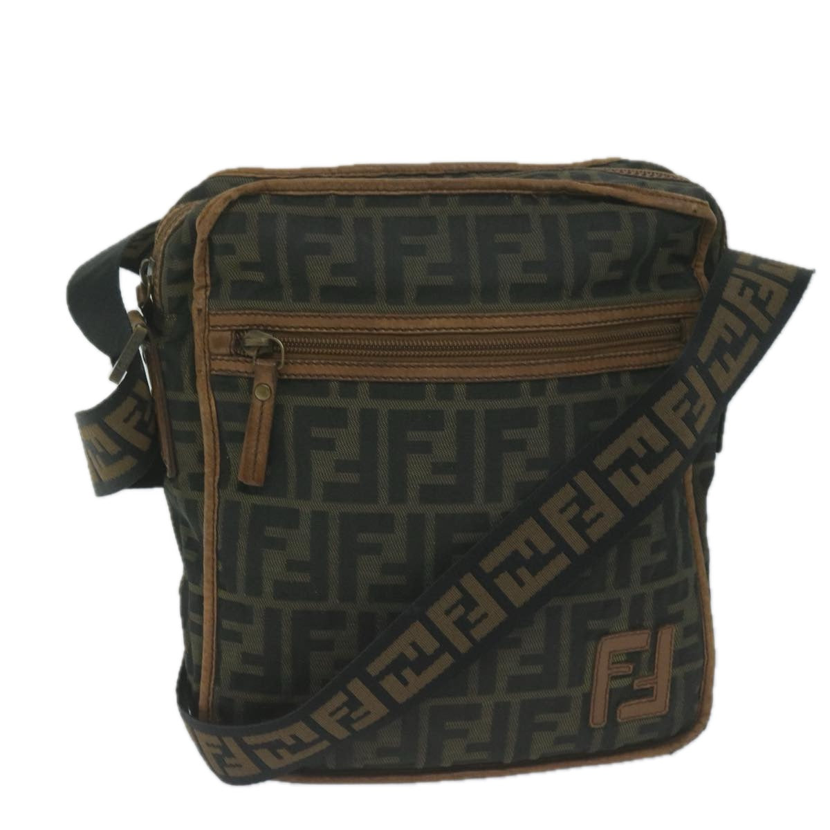 FENDI Zucca Canvas Shoulder Bag Black Brown45817
