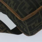 FENDI Zucca Canvas Shoulder Bag Black Brown45817