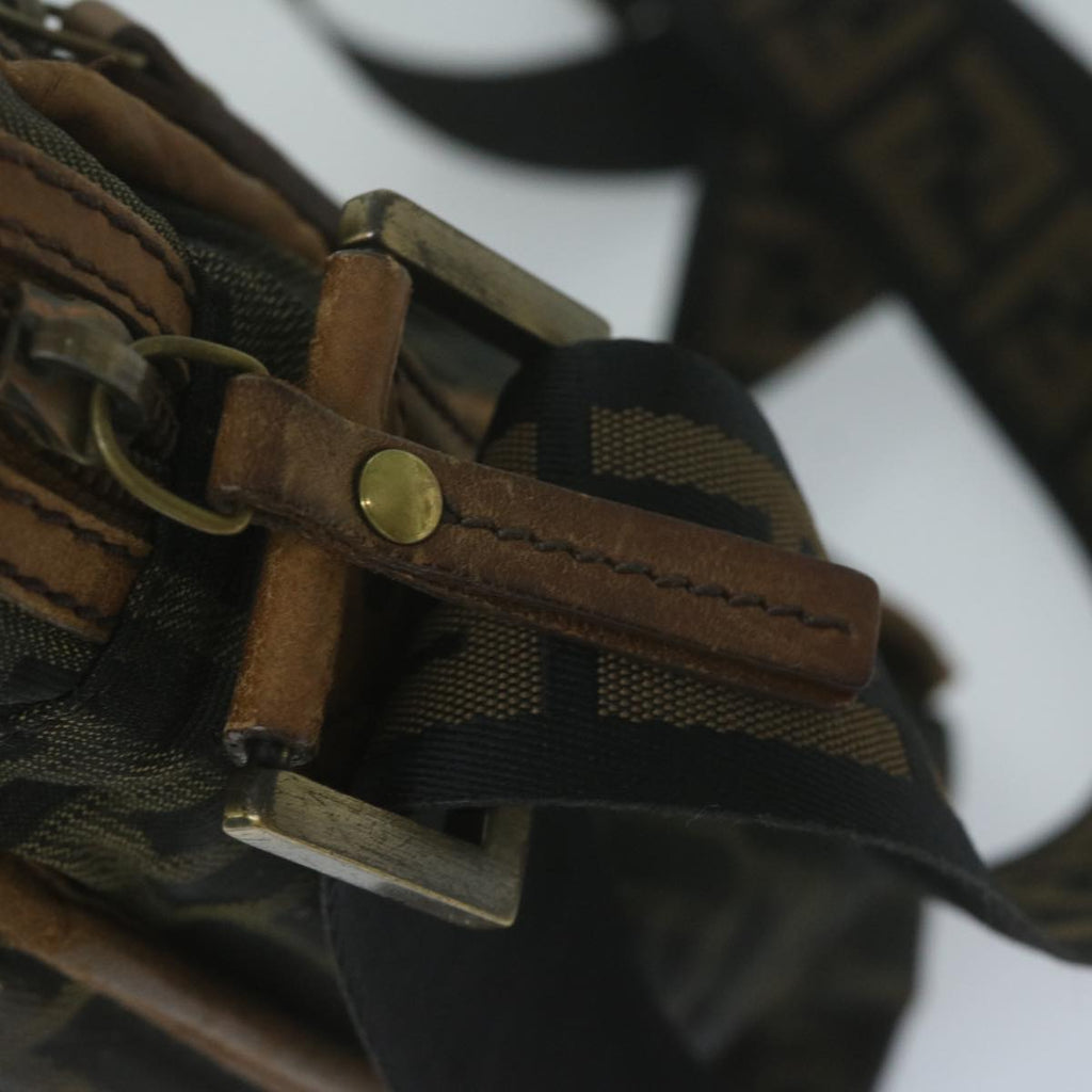 FENDI Zucca Canvas Shoulder Bag Black Brown45817