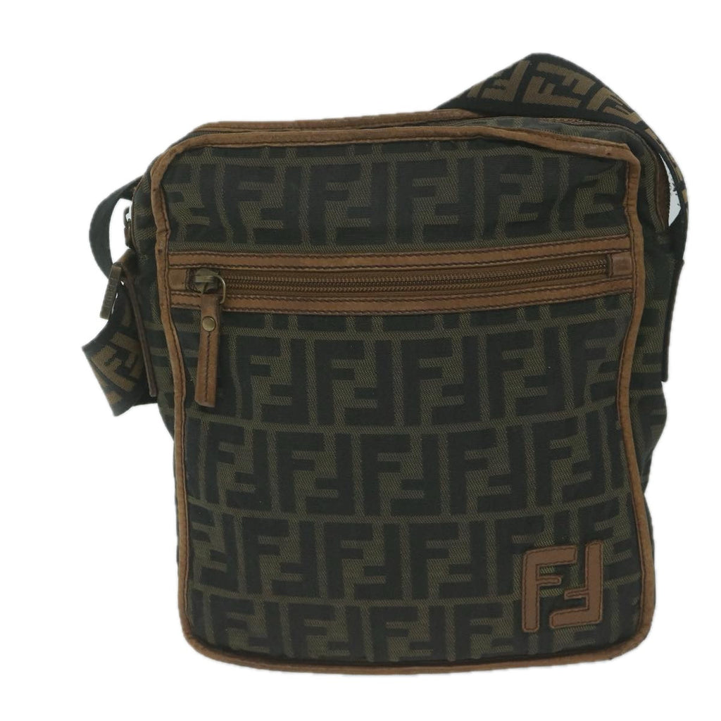 FENDI Zucca Canvas Shoulder Bag Black Brown45817