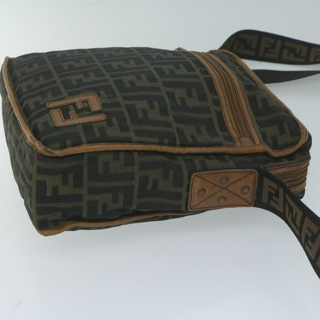 FENDI Zucca Canvas Shoulder Bag Black Brown45817