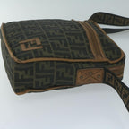 FENDI Zucca Canvas Shoulder Bag Black Brown45817