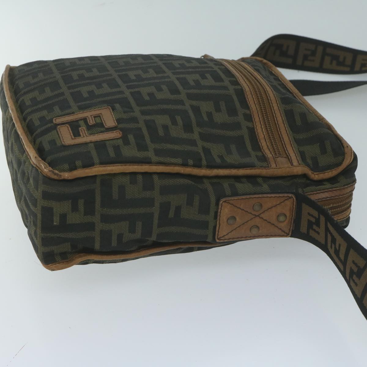 FENDI Zucca Canvas Shoulder Bag Black Brown45817