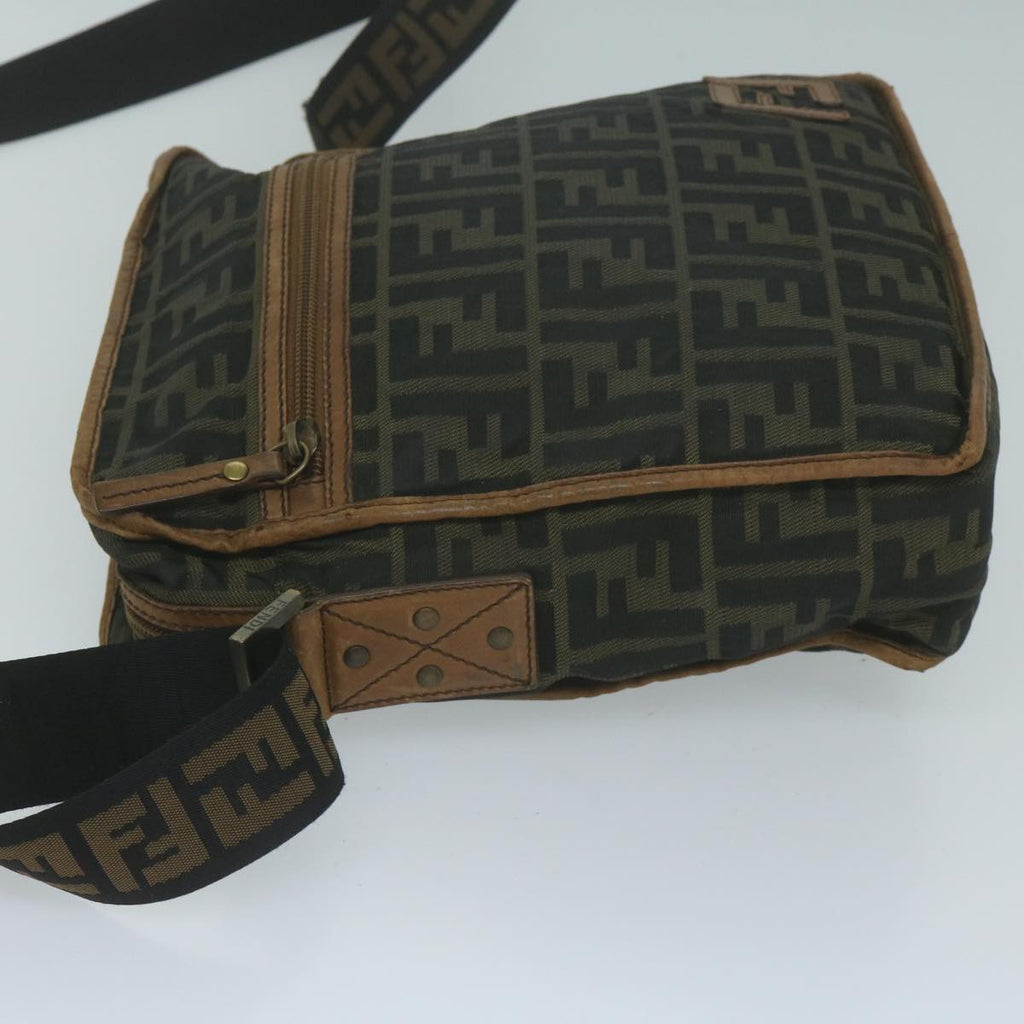 FENDI Zucca Canvas Shoulder Bag Black Brown45817