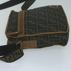 FENDI Zucca Canvas Shoulder Bag Black Brown45817