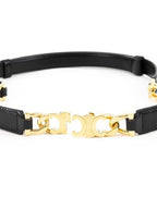 CELINE Small Gourmet Triomphe Leather Belt Black