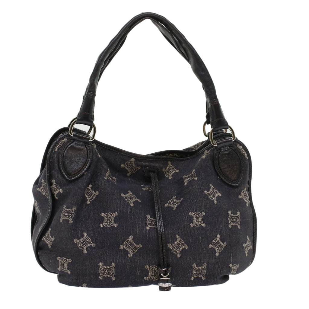 CELINE Paris Macadam Canvas Shoulder Bag Navy  45885