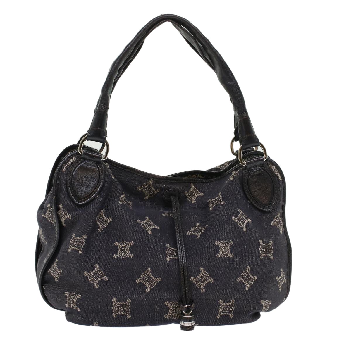 CELINE Paris Macadam Canvas Shoulder Bag Navy  45885