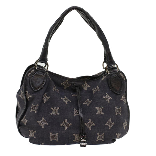 CELINE Paris Macadam Canvas Shoulder Bag Navy  45885