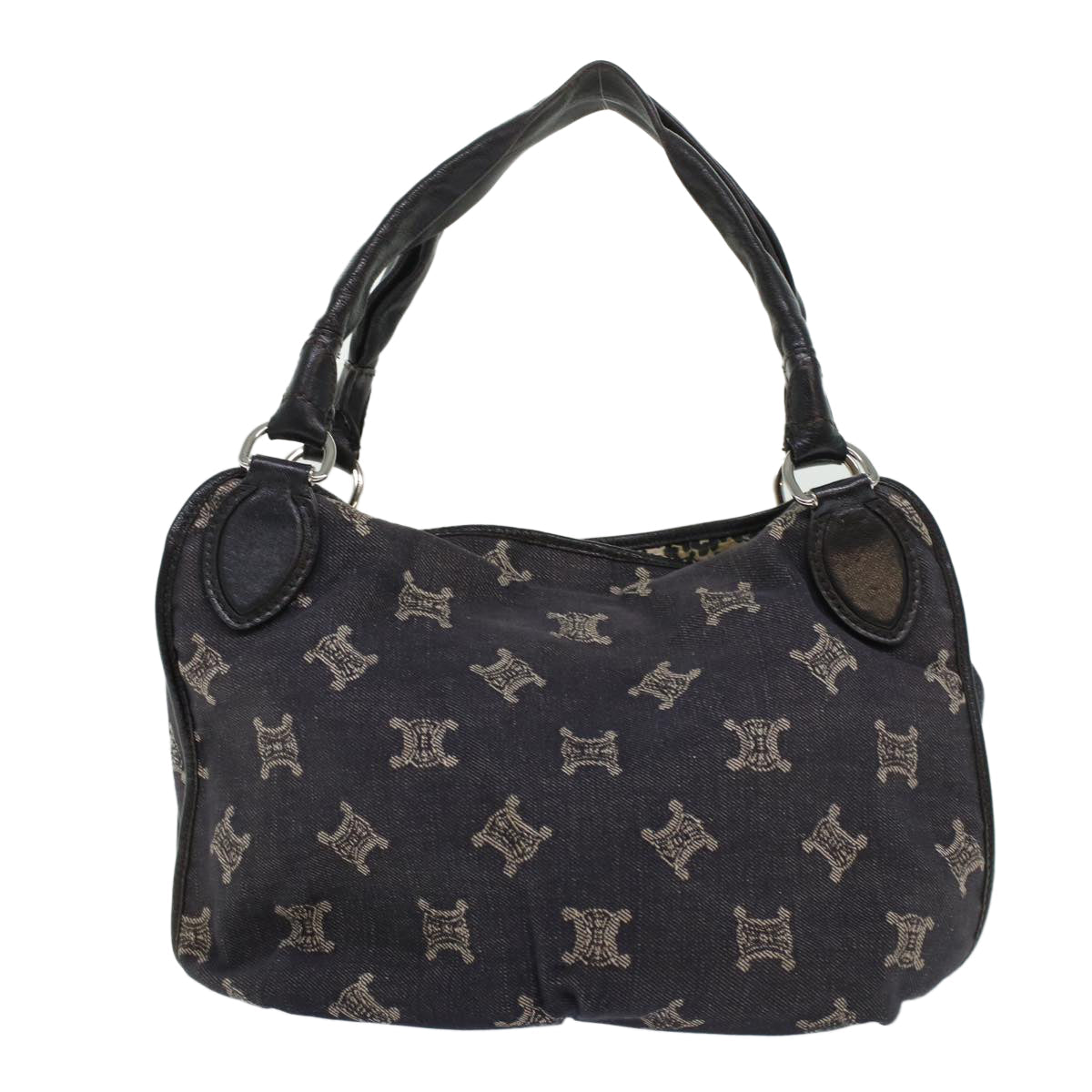 CELINE Paris Macadam Canvas Shoulder Bag Navy  45885