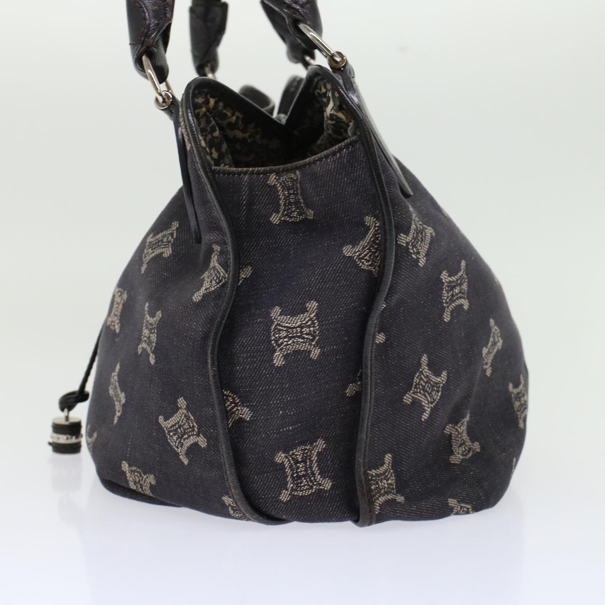 CELINE Paris Macadam Canvas Shoulder Bag Navy  45885