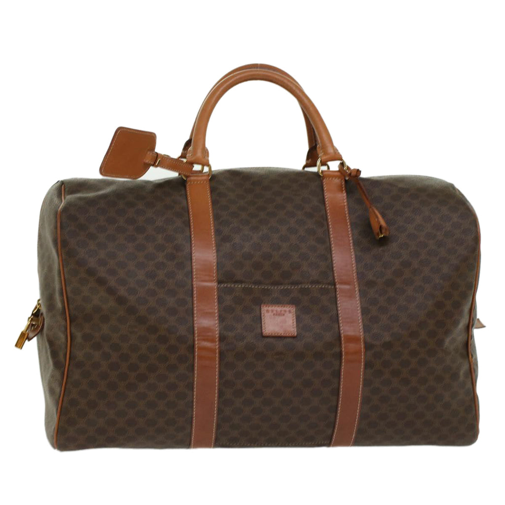 CELINE Macadam Canvas Boston Bag PVC Leather Brown  45969