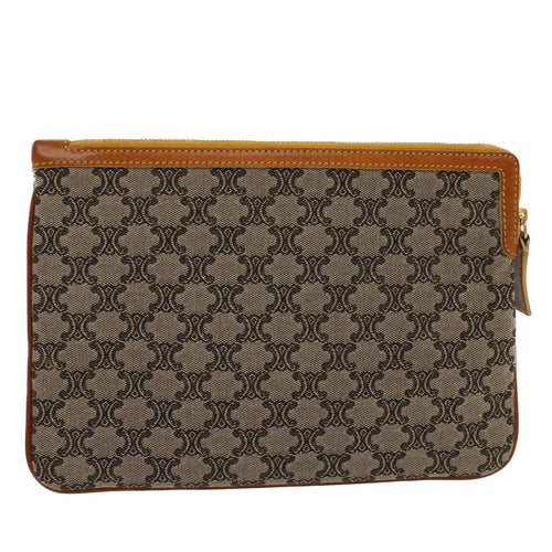 CELINE Paris Macadam Clutch Bag Canvas Leather Beige Brown  45981