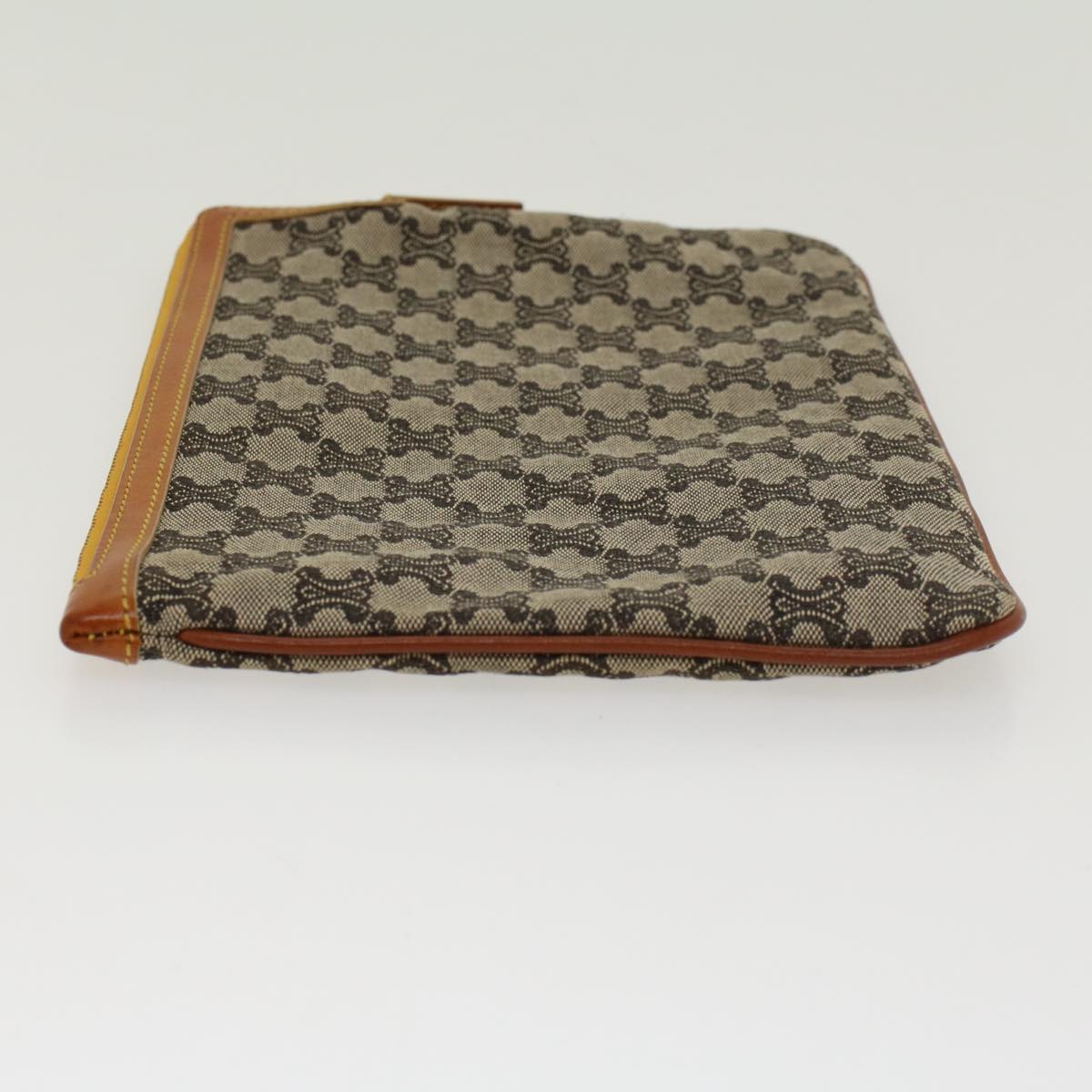 CELINE Paris Macadam Clutch Bag Canvas Leather Beige Brown  45981