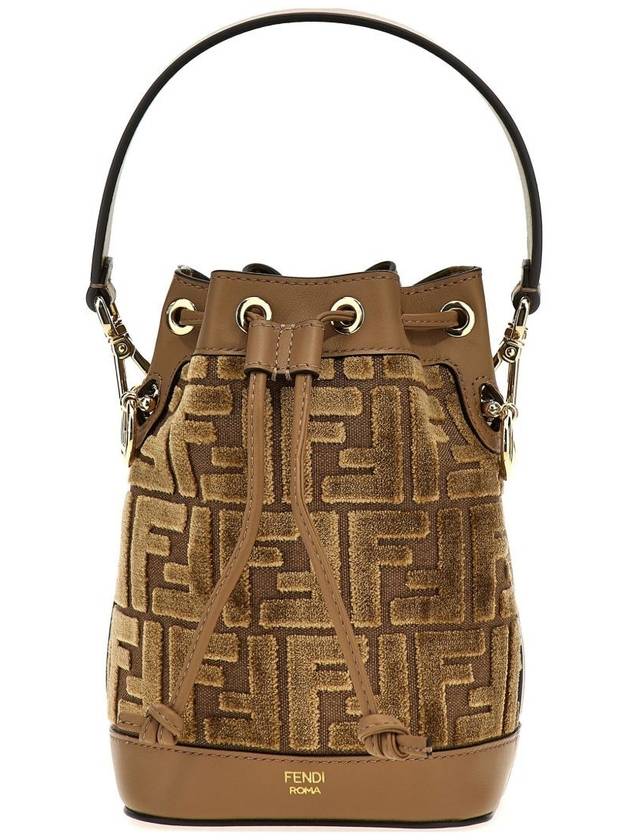 Fendi Mon Tresor FF Jacquard Velvet Mini Bucket Bag Brown