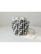 Fendi Montresor FF Mini Multi Bucket Bag White Black