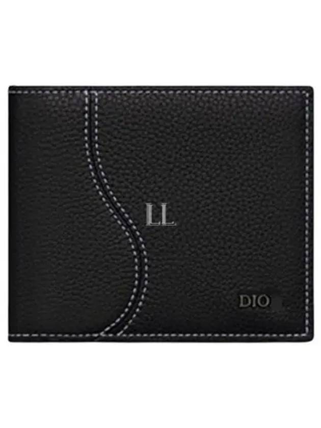 Saddle Grained Calfskin Leather Cald Wallet Black Dior