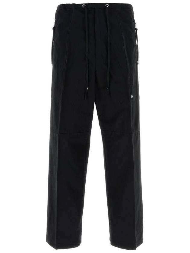 Fendi logo patch drawstring straight pants black